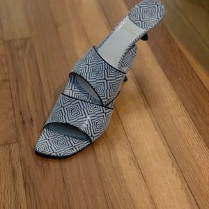 Black and white Stuart Weitzman sandal